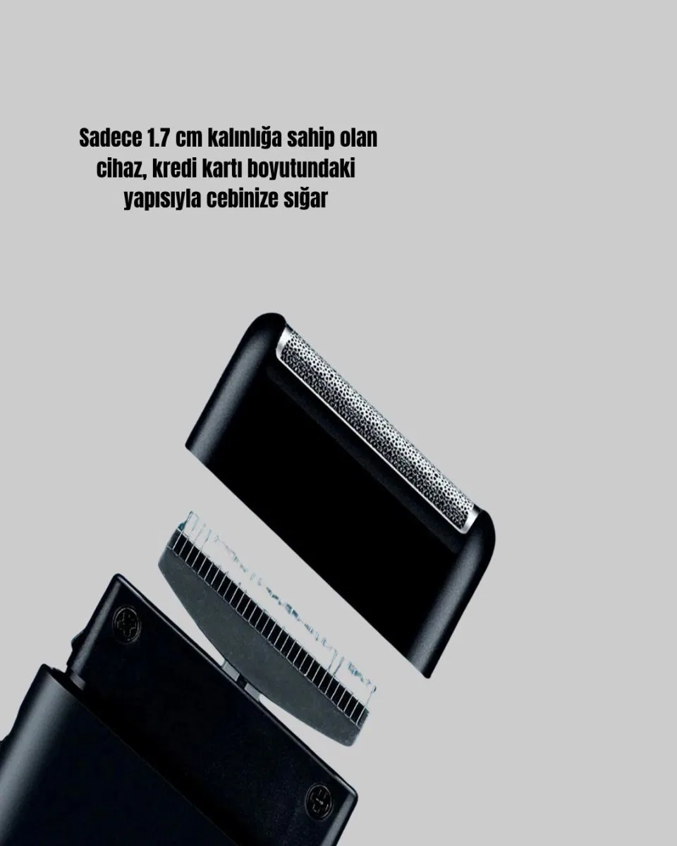 Kompakt Şarjlı Tıraş Makinesi Çift Yönlü Bıçaklı 45 Dakika Kullanım Süreli görsel 5