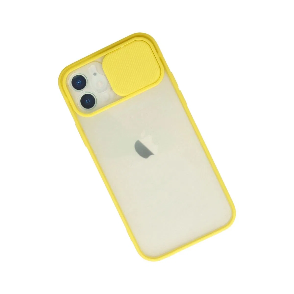 Apple İphone 12 Kılıf Palm Buzlu Kamera Sürgülü Silikon - Sarı görsel 3