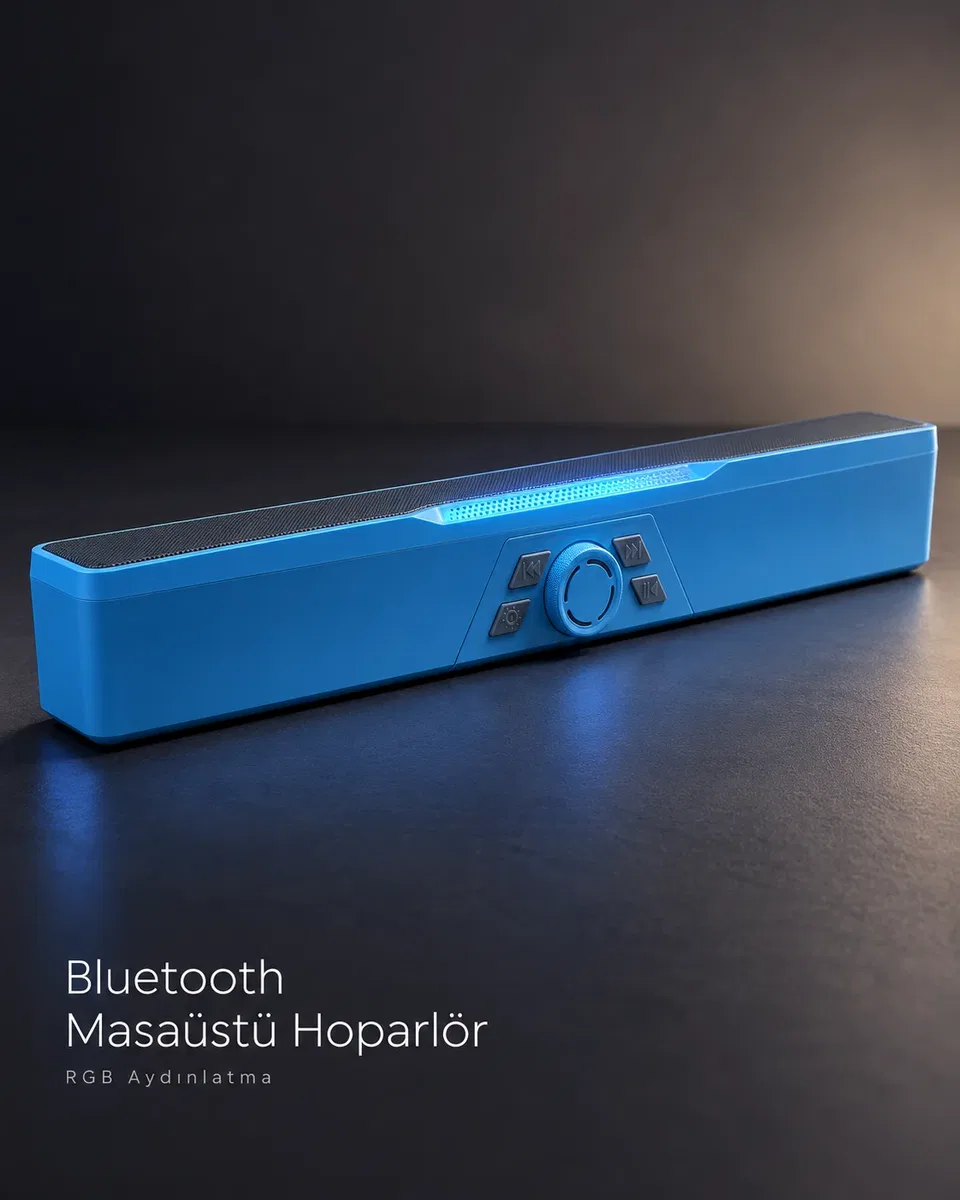 Döner Kontrol Düğmeli Bluetooth 5. 4 Kablosuz Hoparlör 6 W RGB Işıklı Mavi