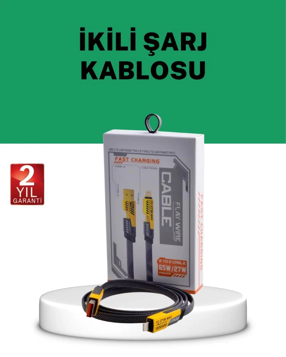 Yüksek Hızlı 65w Güç Çıkışlı Çoklu Cihaz Uyumlu Şarj Kablosu