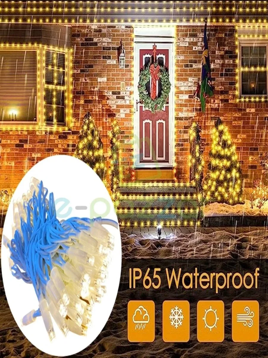 10m 100 Led Ip65 Dış Mekan Led Işık Beyaz Kablo görsel 3