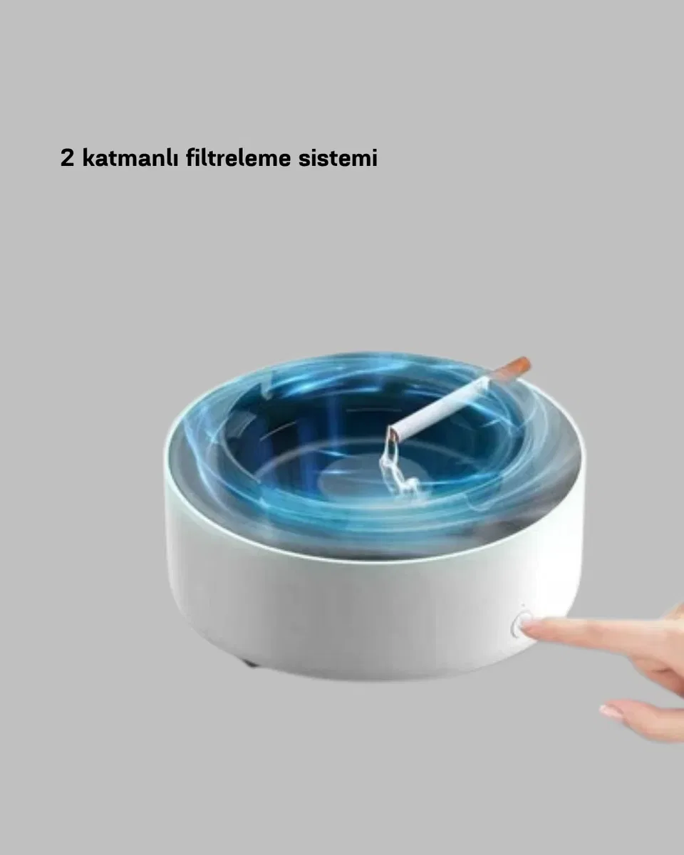 Sigara Dumanı ve Koku Giderici Hava Temizleyici Küllük – 2 Katmanlı Filtreli görsel 5