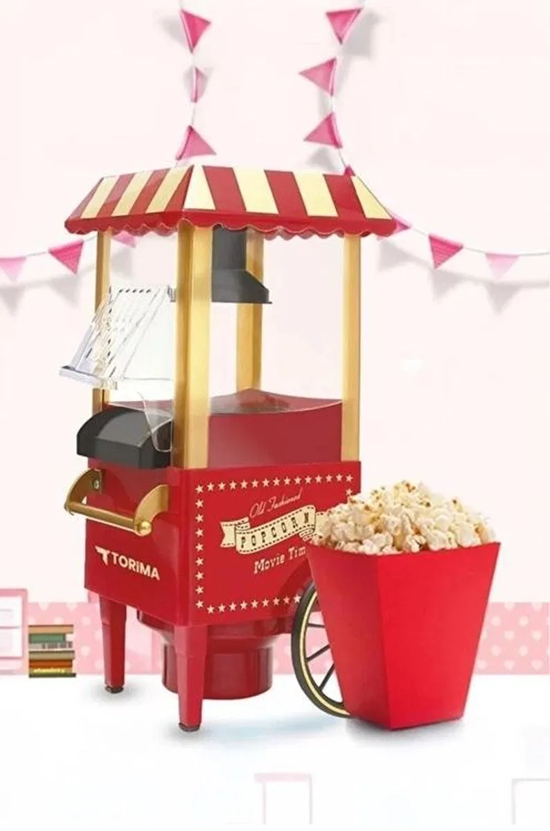 Yağsız Mısır Patlatma Popcorn Makinesi Kırmızı görsel 2