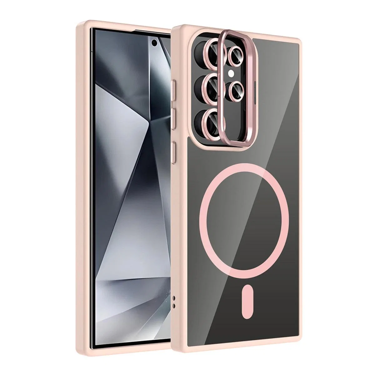 Joko Samsung Galaxy S25 Ultra Remim Lensli Magsafe Standlı Kapak - Pembe