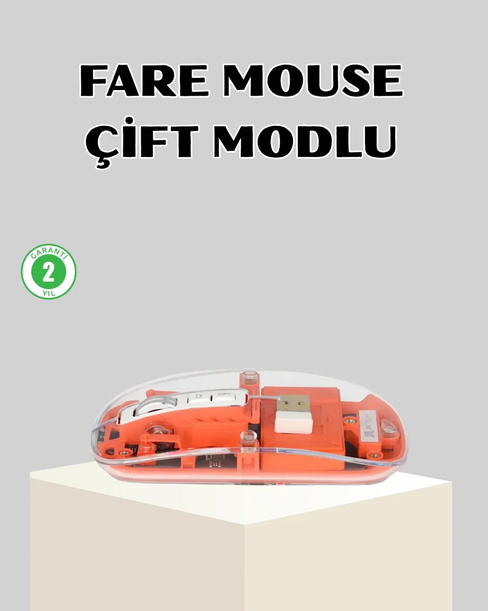 Bluetooth 5. 0 & 2. 4GHz Kablosuz Fare – 3 Cihaz Bağlantılı, Hızlı Geçiş, USB Alıcılı