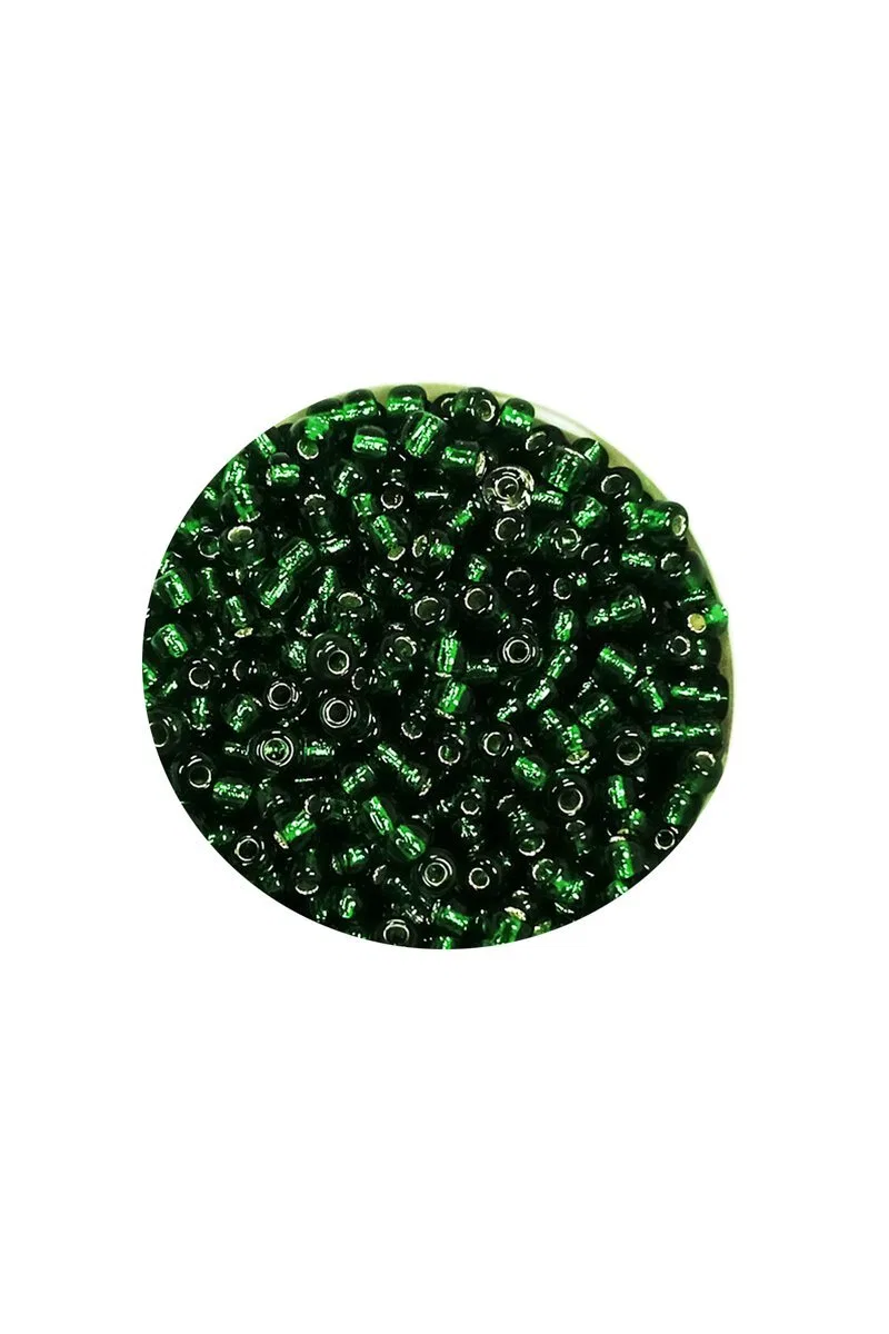 Dökme Cam Kum Boncuk (11/0) 2 mm - 20 Gram - Şefaf Koyu Yeşil - BNC002 görsel 2