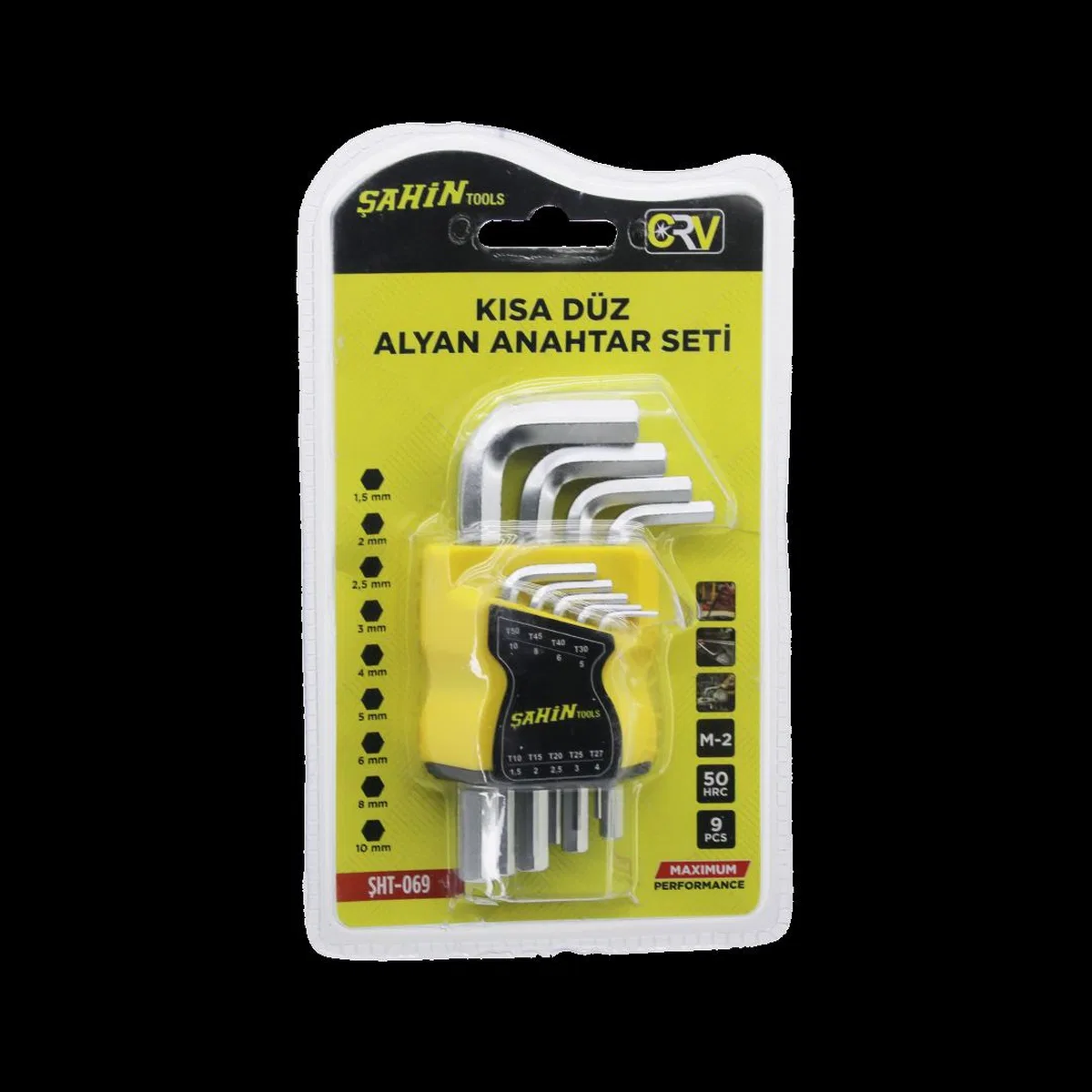 Alyan Anahtar Seti 9 Parça Kısa Düz (1. 5–10 mm) görsel 2
