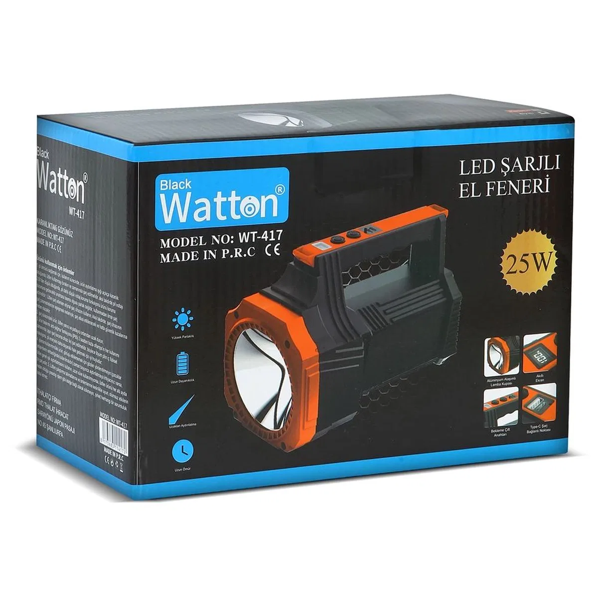 Led Şarjlı El Feneri 25w Wt-417 görsel 2