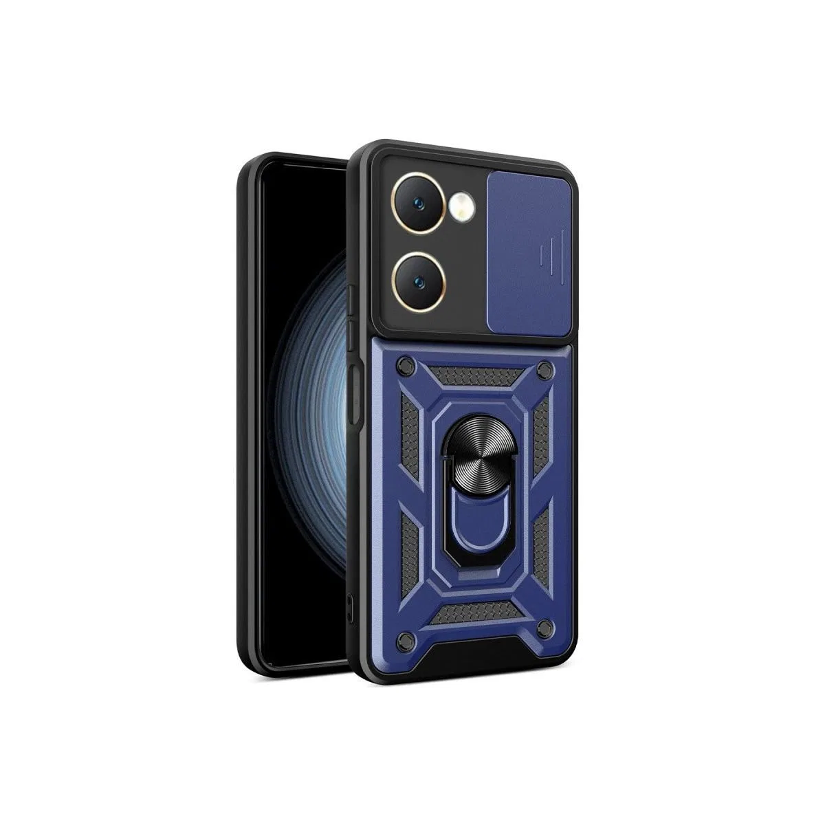 Vivo Y18 Kılıf Pars Lens Yüzüklü Silikon - Lacivert