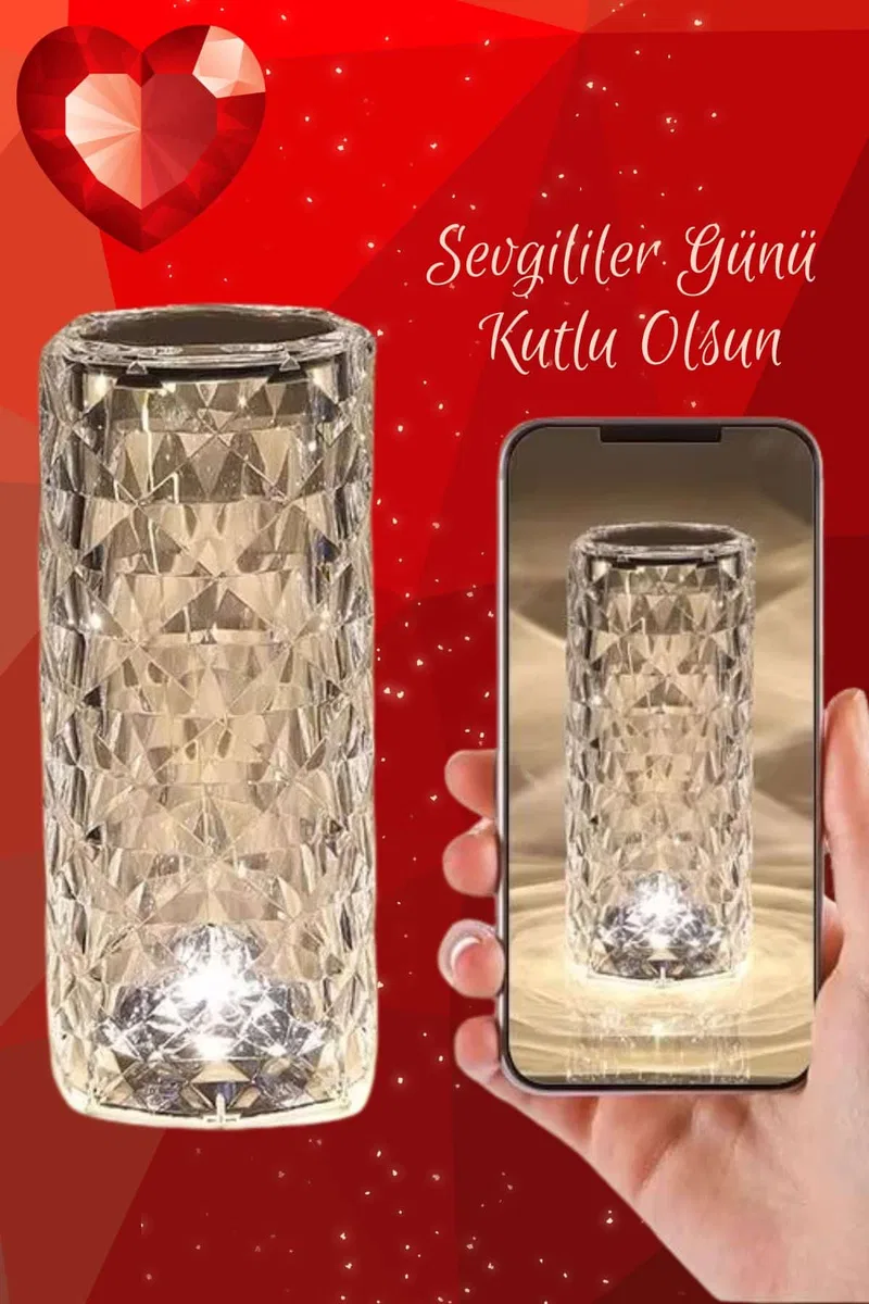 Sevgililer Gününe Özel Romantik Kristal Gece Lambası Sevgiliye Hediye görsel 5