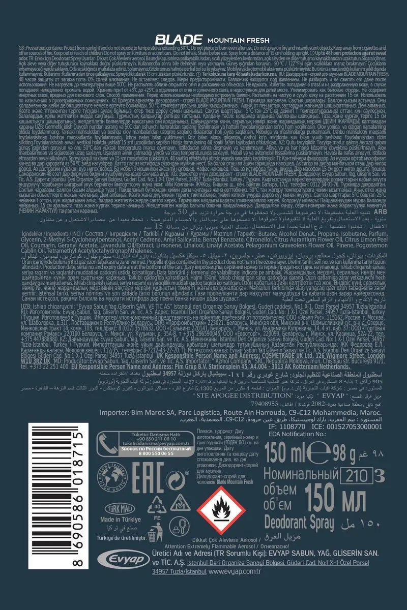 2 Adet Mountain Fresh Erkek Deodorant 150ml Leke Bırakmaz görsel 6