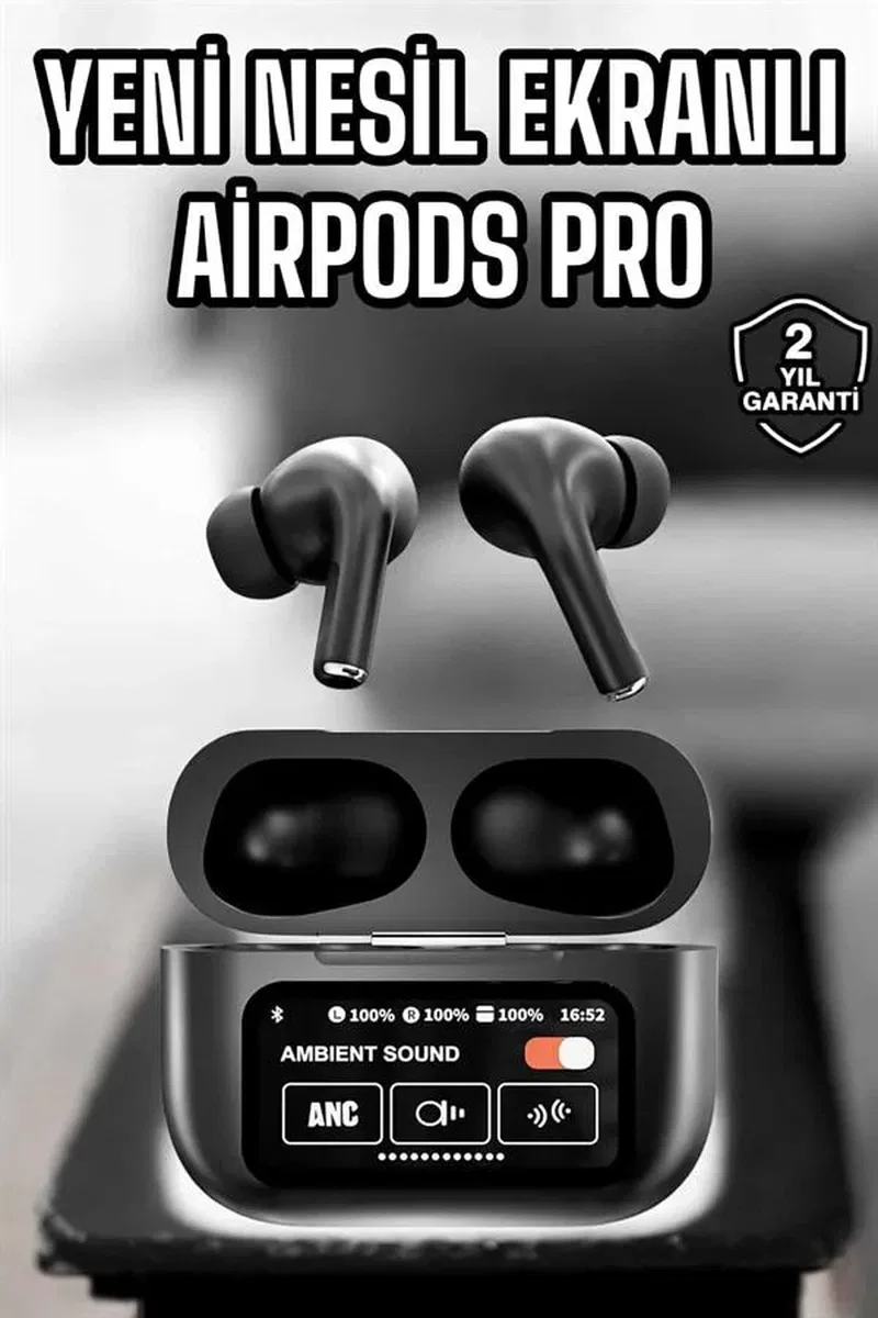 Kablosuz Bluetooth Kulaklık Ekranlı Uzun Şarj Süreli ANC Destekli görsel 2