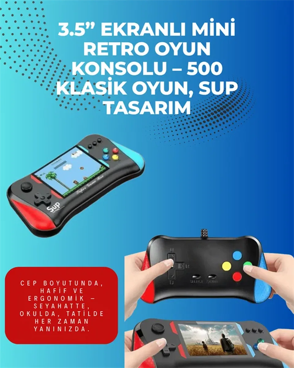 500 Retro Oyunlu Taşınabilir El Konsolu – X7M Modeli görsel 2