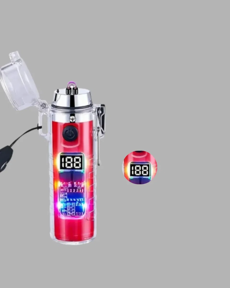 Güç Göstergeli Şarjlı Fenerli USB Elektrikli Çakmak görsel 5
