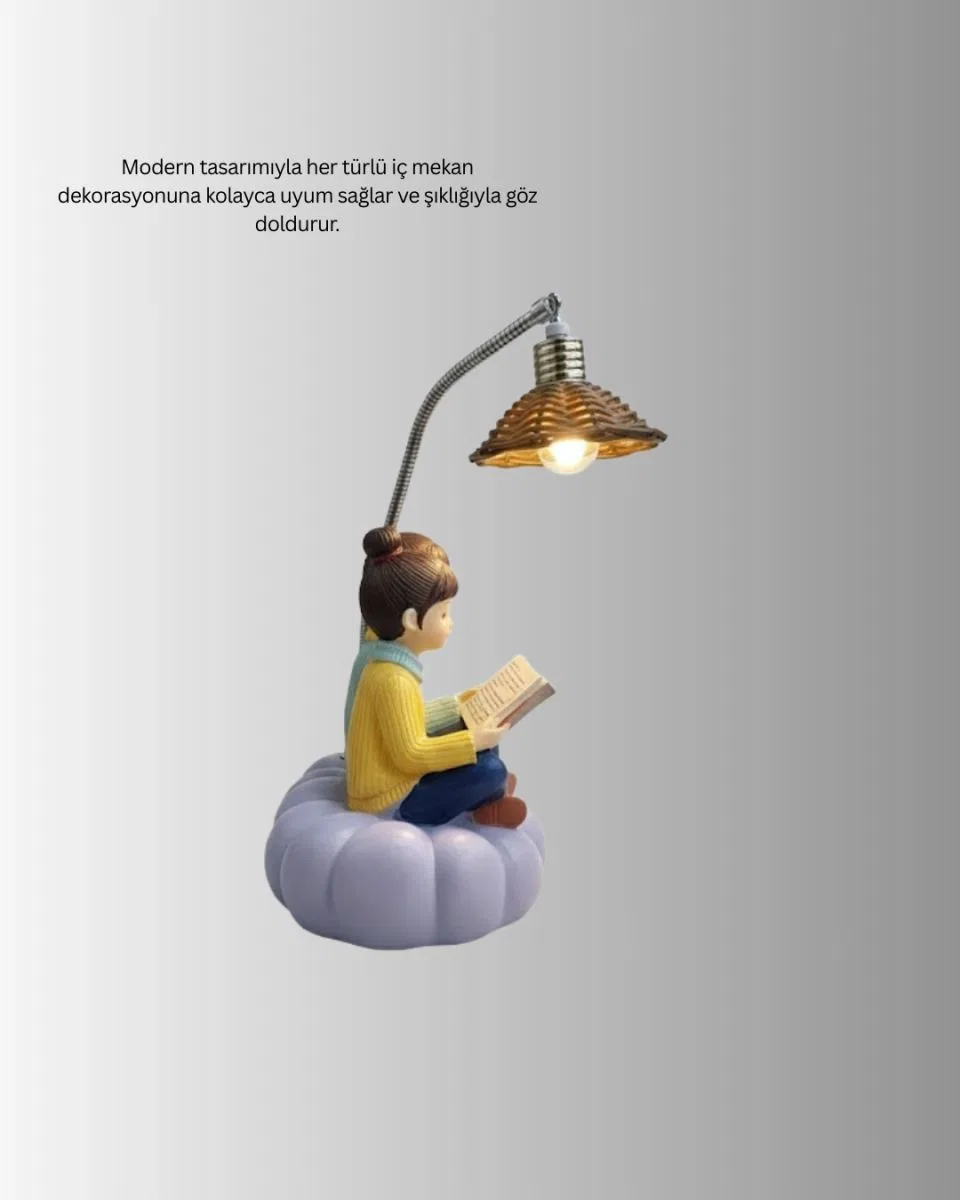 Romantik Çift Figürlü Okuyan Çift Masa Lambası Dekoratif Led Aydınlatma görsel 4