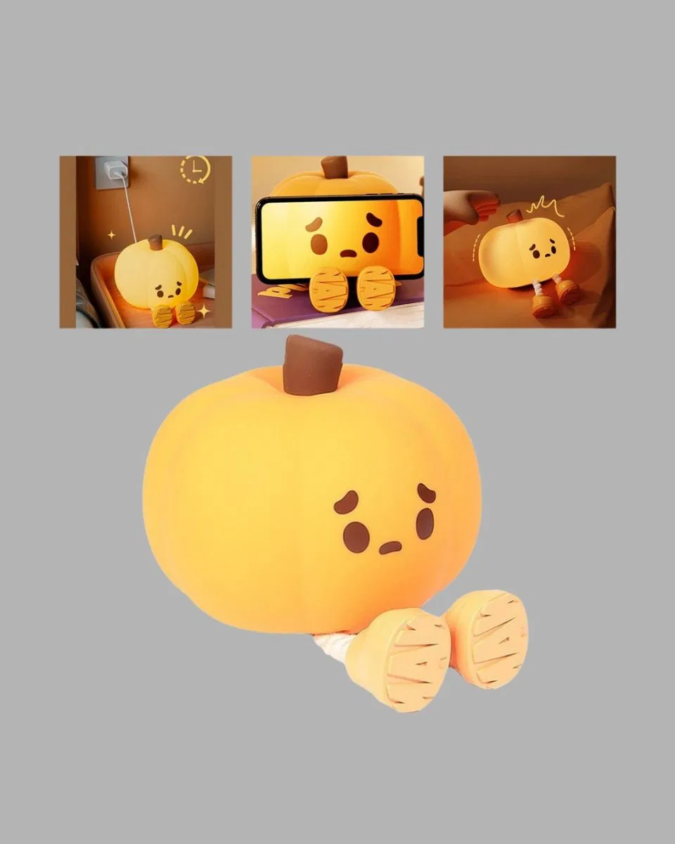 Pumpkin Led Night Light Dokunmatik Şarjlı Silikon Gece Lambası Yeni Nesil görsel 4