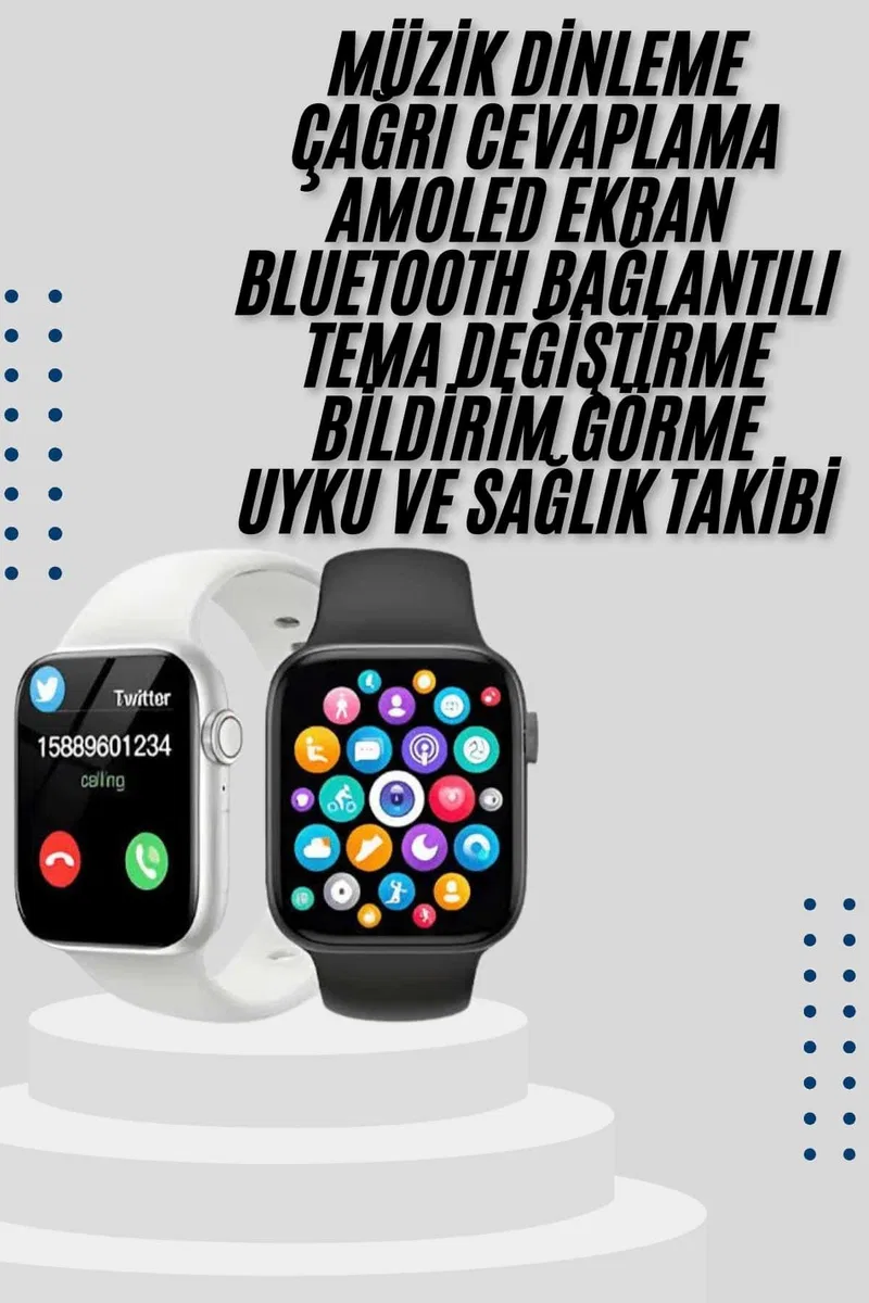 Akıllı Saat Yeni Nesil Android ve İOS Uyumlu Titreşim Modlu Alarm Kronometre görsel 2