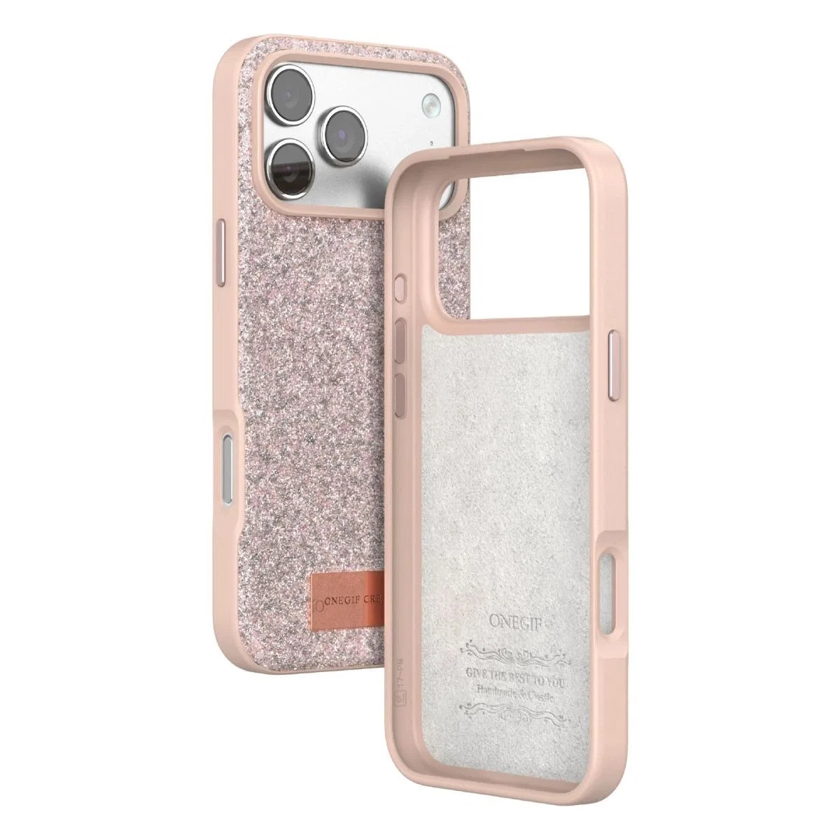 Onegif Apple İphone 17 Pro Bright Simli Kapak - Pembe görsel 3