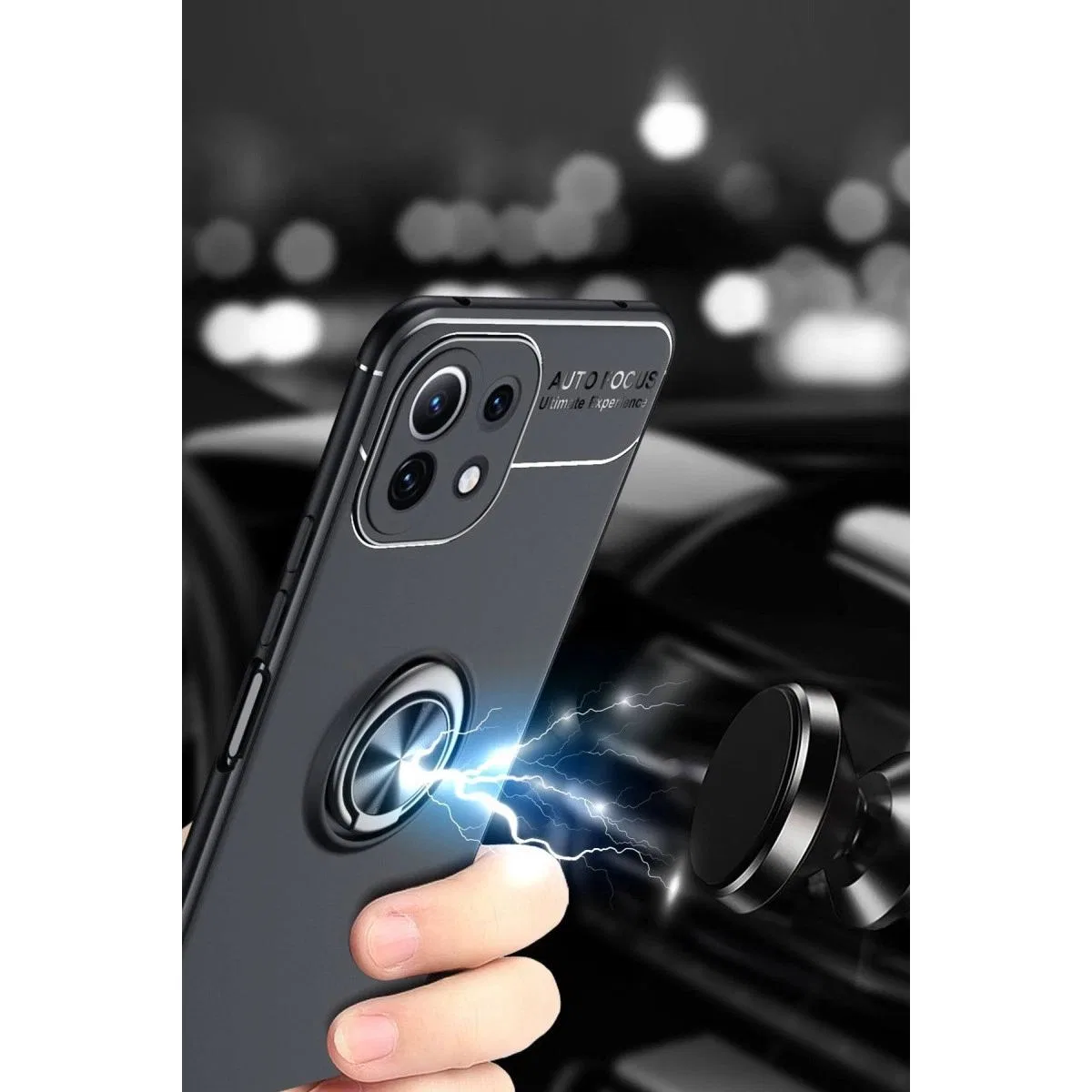 Xiaomi Mi 11 Lite Kılıf Range Yüzüklü Silikon - Siyah-gold görsel 2