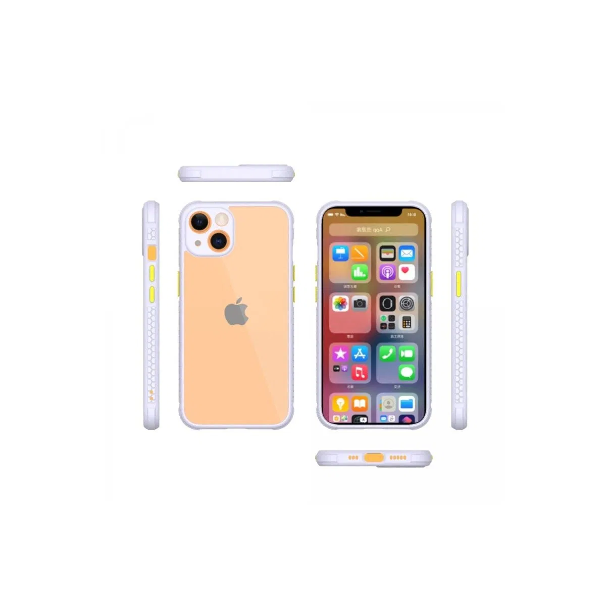 Apple İphone 13 Mini Kılıf Miami Şeffaf Silikon - Lila görsel 2