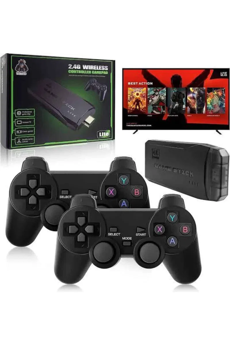 Çift Kollu 2. 4g kablosuz Retro 4k Game stick 3500 oyun atari HD Görüntü Kalitesi görsel 4