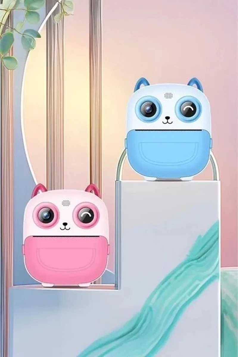 Dijital Video Fotoğraf App Destekli Çocuk Kamerası Termal Resim Kağıt Baskılı Yazıcı Pembe görsel 4