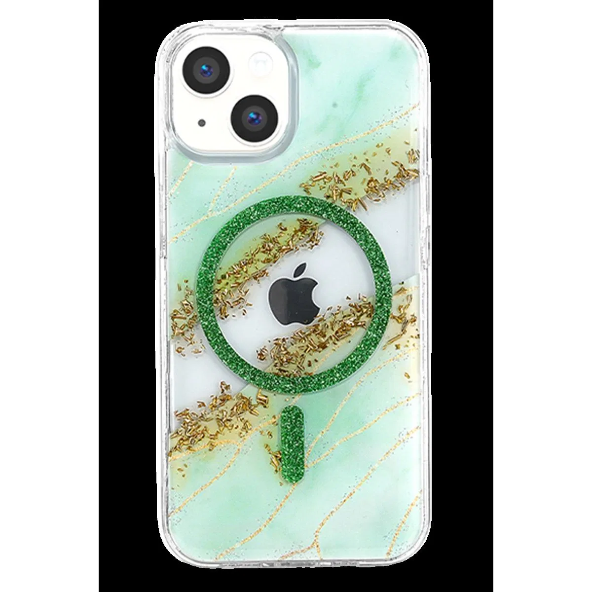 Onegif Apple İphone 14 Lotus Simli Magsafe Kapak - Yeşil görsel 2