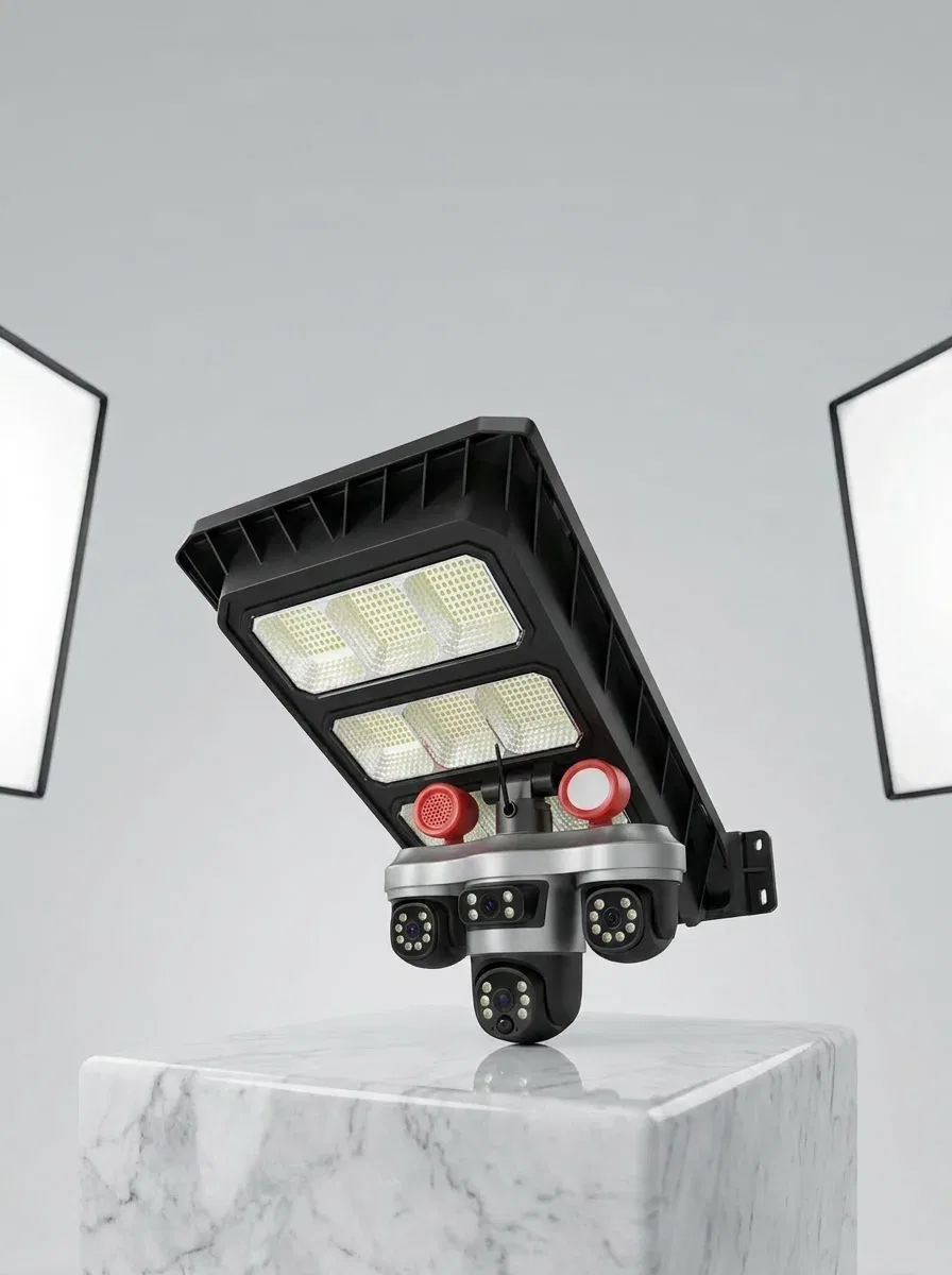 Solar Panelli Akıllı Güvenlik Kamerası LED Projektörlü görsel 4