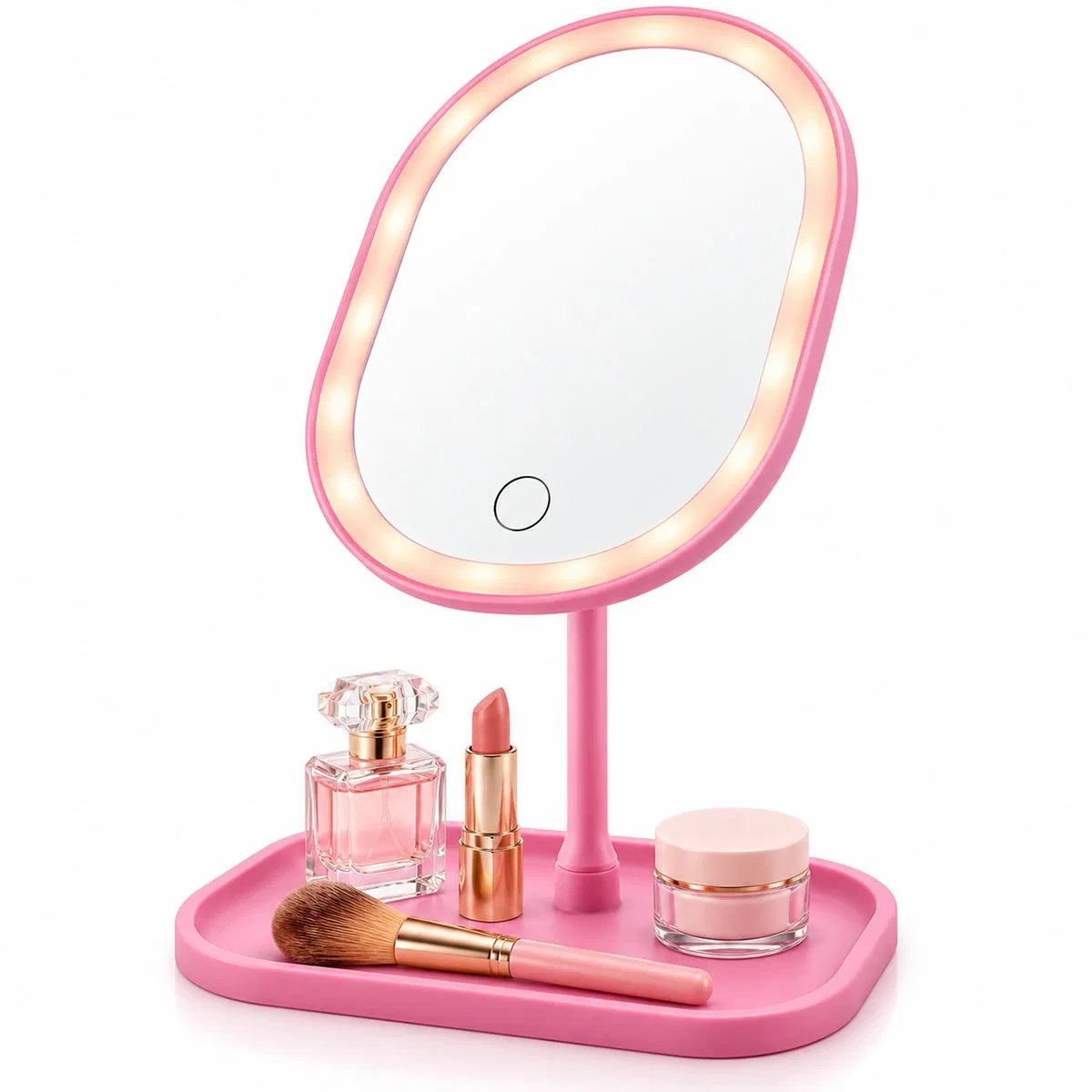 Oval USB Şarjlı Dokunmatik 3 Kademeli LED Makyaj Aynası (18, 5/15, 5 cm, 360°) görsel 2