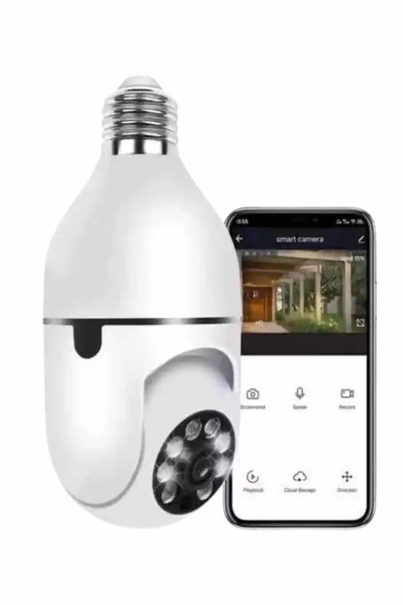 Wifi Güvenlik Kamerası Çift kameralı Ampule Takılabilir Sensörlü görsel 3