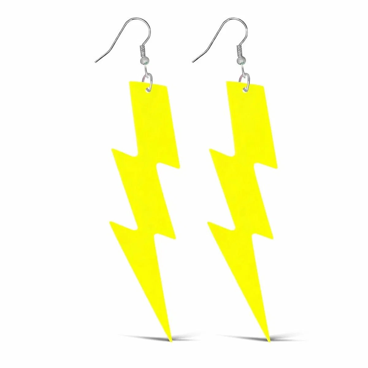 80’ler 9039lar Retro Neon Sarı Şimşek Küpe 10 Cm görsel 4