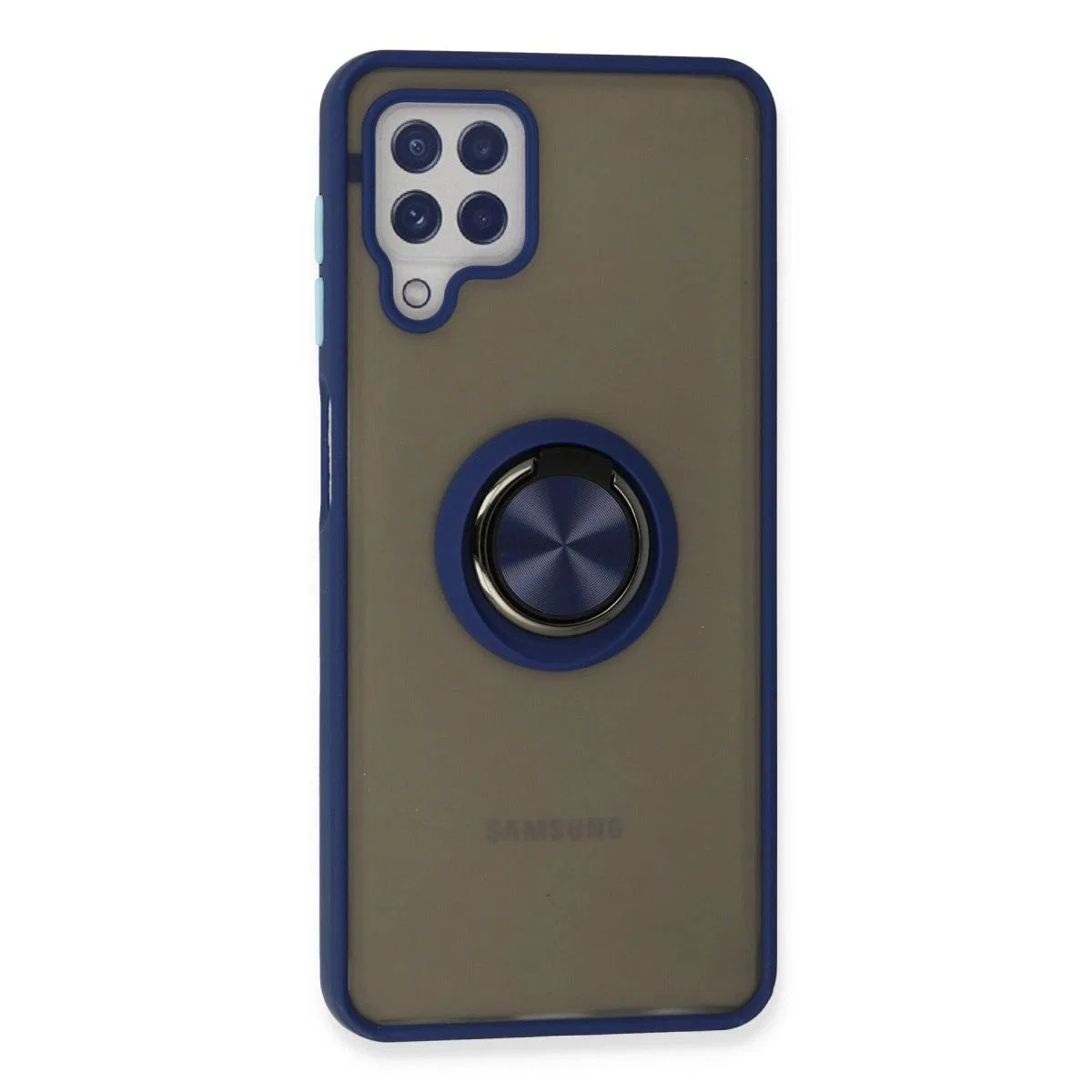 Samsung Galaxy A22 Kılıf Montreal Yüzüklü Silikon Kapak - Lacivert görsel 3