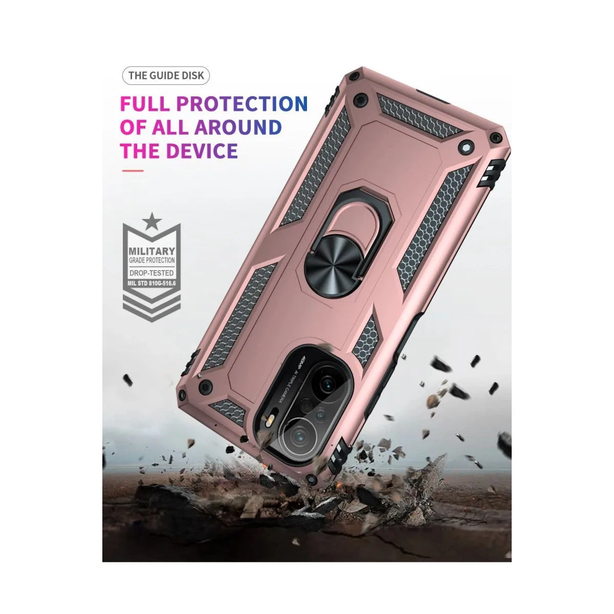 Xiaomi Poco F3 Kılıf Sofya Yüzüklü Silikon Kapak - Rose görsel 7