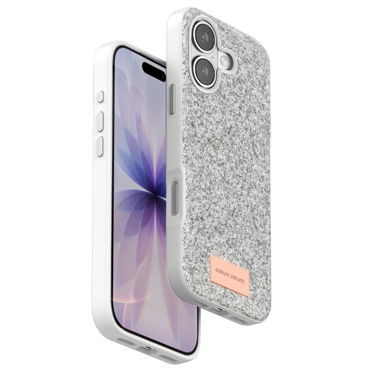 Onegif Apple İphone 17 Bright Simli Kapak - Beyaz