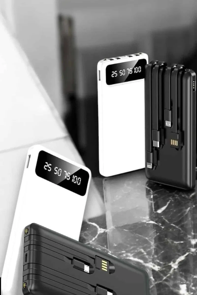 20. 000 Mah Led Işıklı LCD Ekran USB Girişli Type-C Lightning Powerbank görsel 3