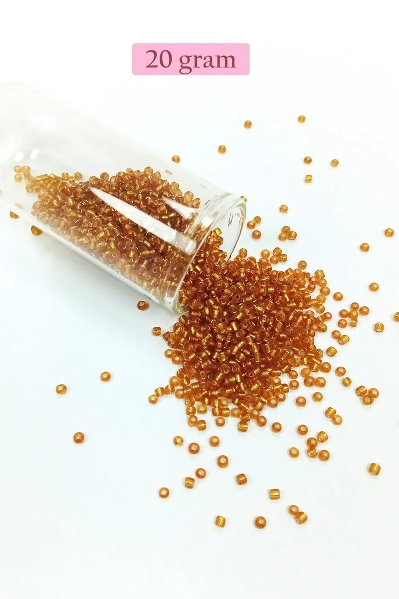 Dökme Cam Kum Boncuk (11/0) 2 mm - 20 Gram - Koyu Bal Rengi - BNC035