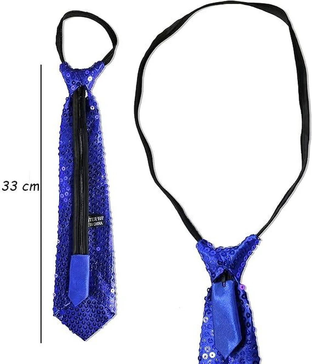 Mavi Pul Payetli Işıltılı Parti Kravatı 33 Cm görsel 2