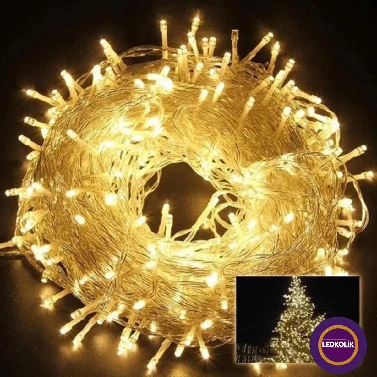 Yılbaşı Aydınlatması 100 Led Perde Hortum Sıcak Beyaz Işık - 10 Metre Dekoratif Şeffaf Kablolu Süs görsel 2