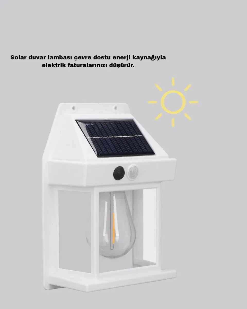 Üç Modlu Güneş Enerjili Duvar Lambası 1800mAh Bataryalı ve Hareket Sensörlü görsel 5