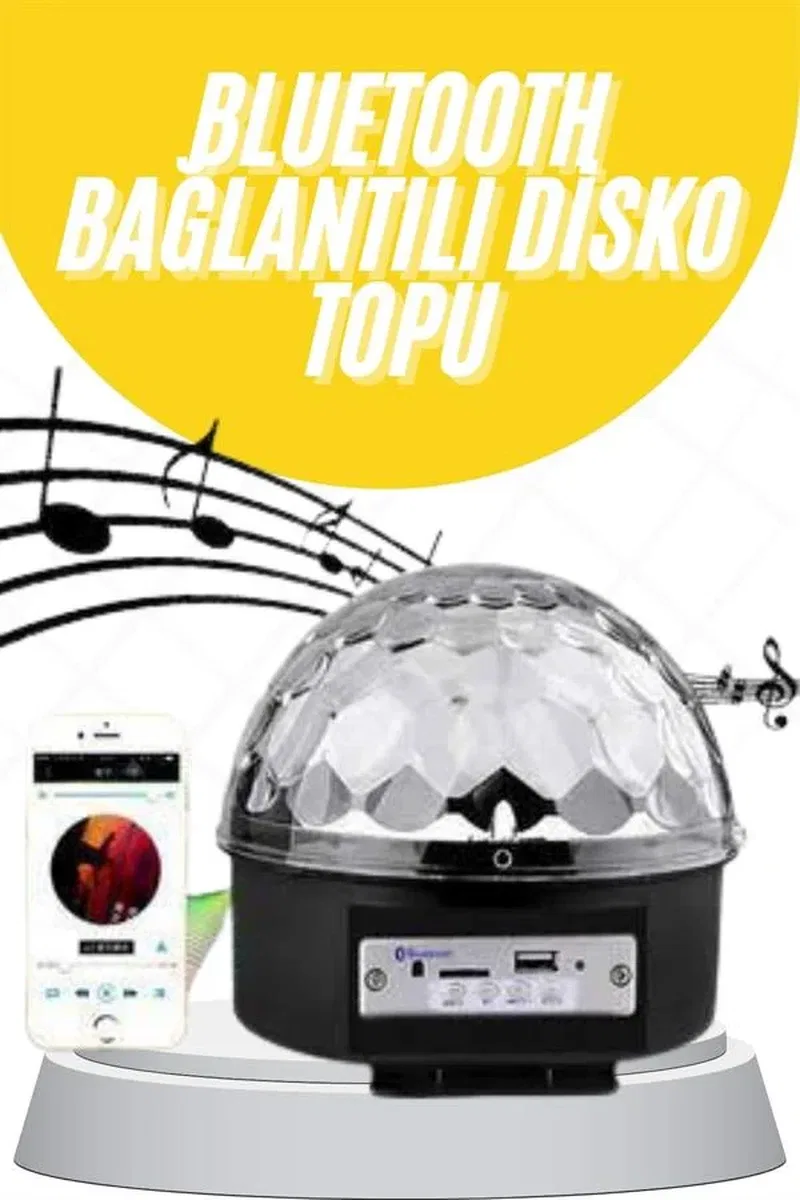Disko Topu Renkli Işıklı Lazer Parti Bluetooth Bağlantılı Led Küre görsel 2