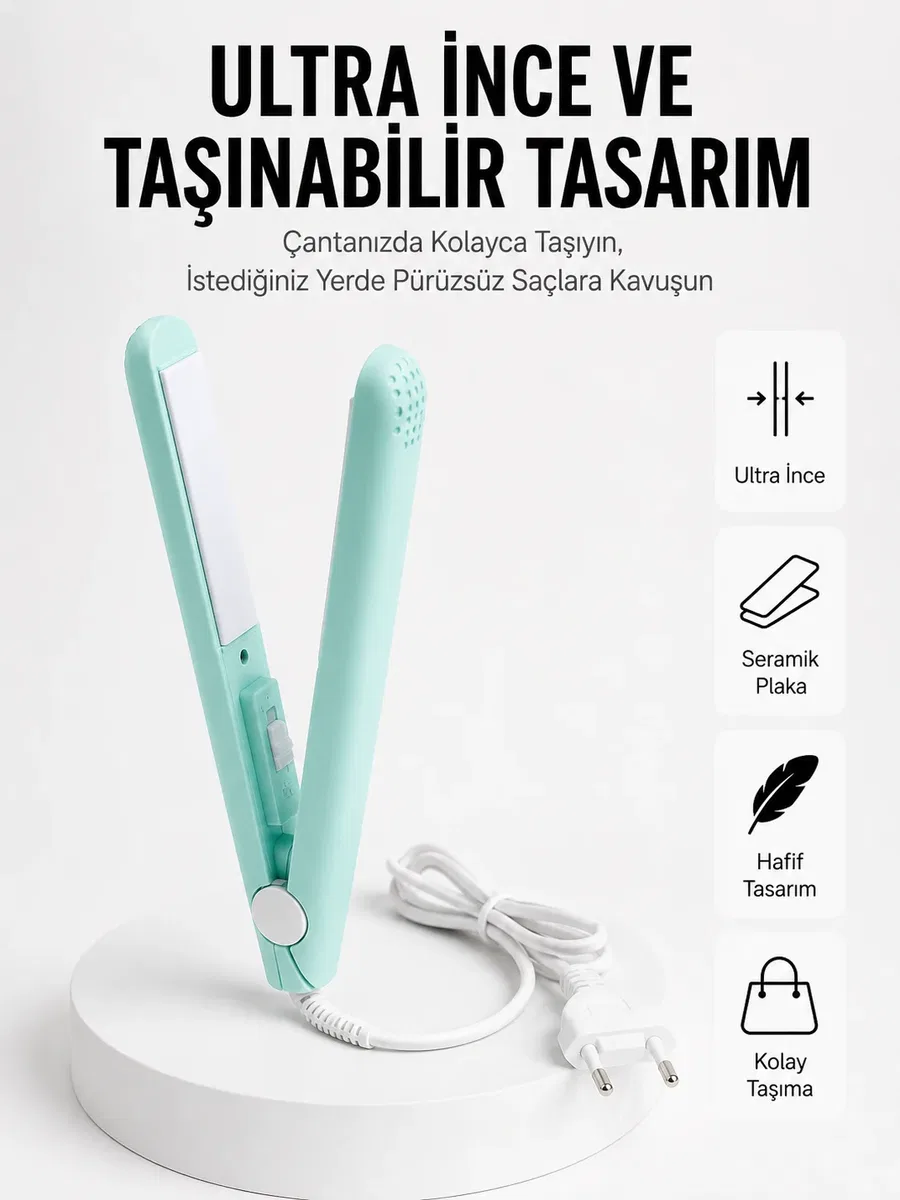 Seyahat Tipi Taşınabilir Saç Düzleştirici Saç Şekillendirici Yüksek Isı Ayarlı