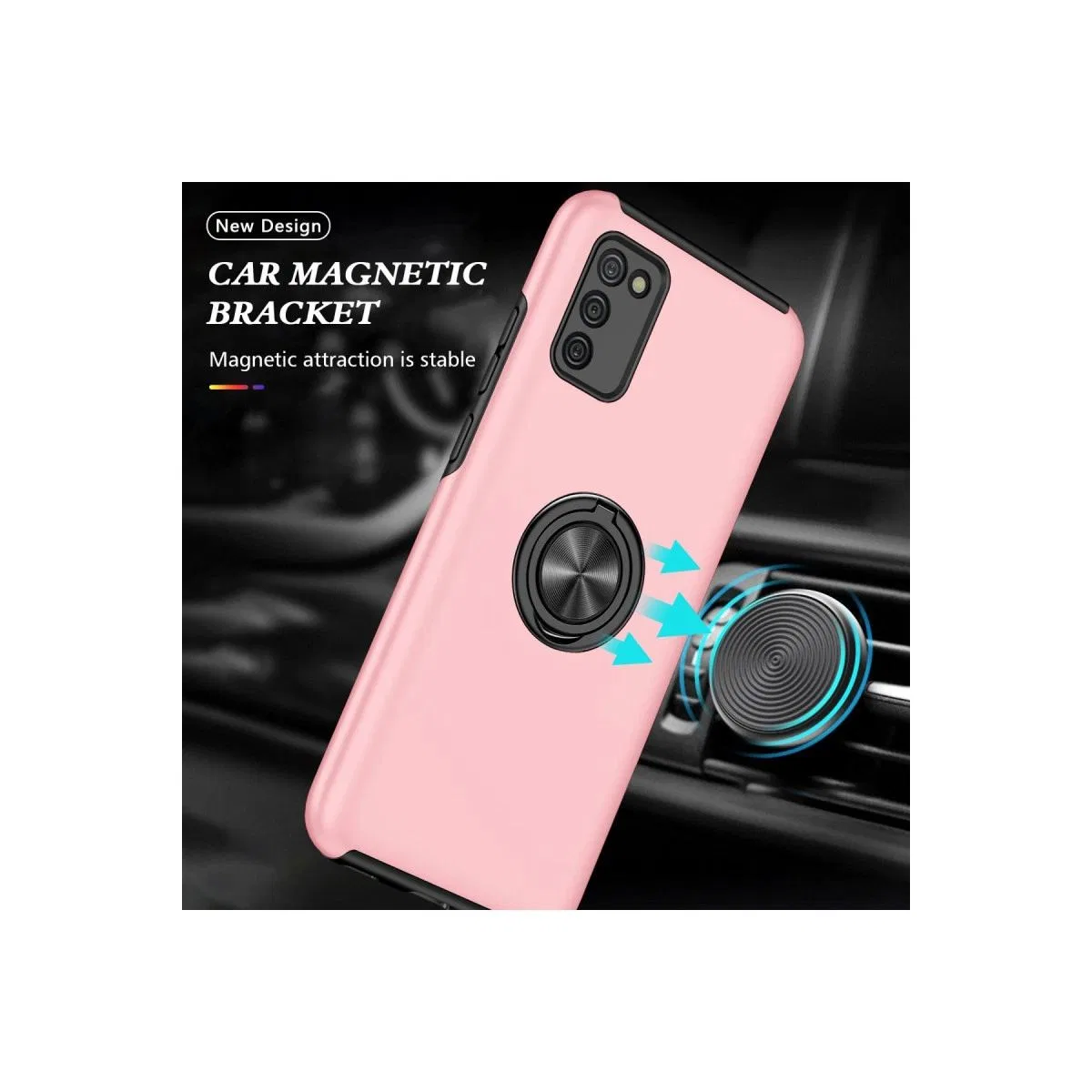 Samsung Galaxy A02s Kılıf Elit Yüzüklü Kapak - Pembe görsel 5