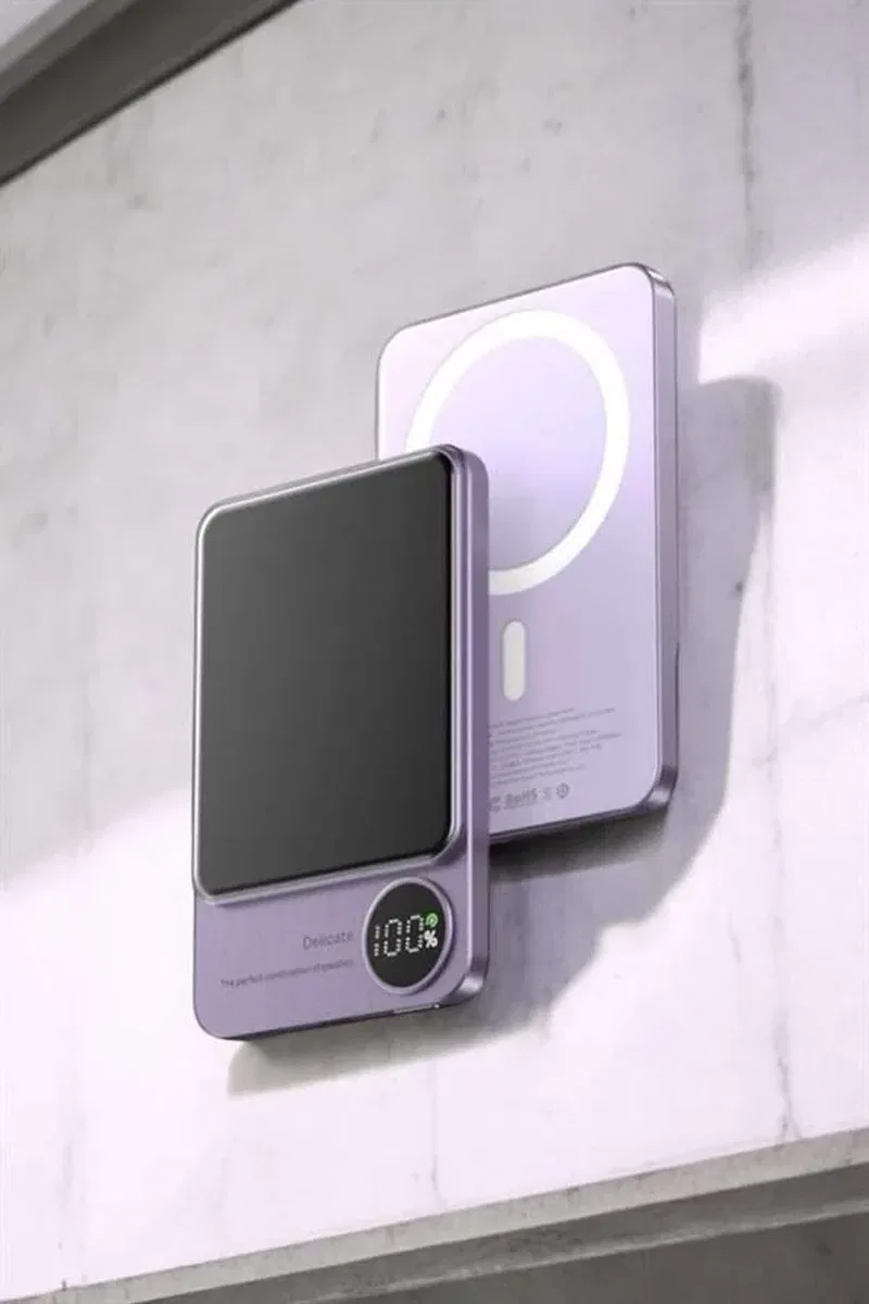 22. 5W Magsafe Kablosuz Şarjlı Powerbank Dijital Ekran ve Hızlı Şarj