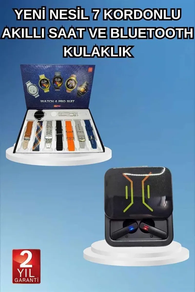 2025 Model Kablosuz Kulaklık ve Yeni Nesil Akıllı Saat Metal Kayış Plastik Kayış görsel 2