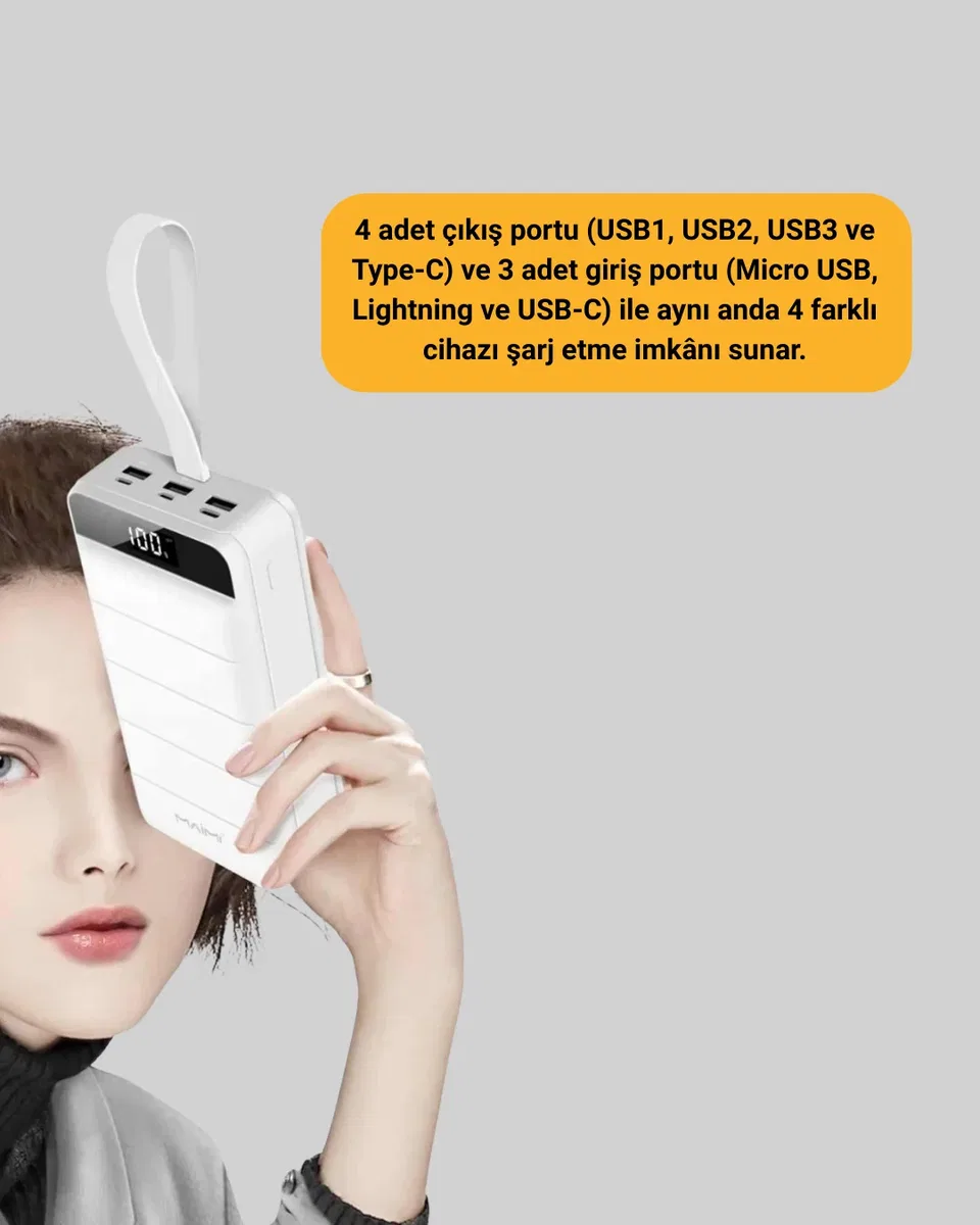 Lightning ve Type-C Girişli 50000mAh Powerbank görsel 4