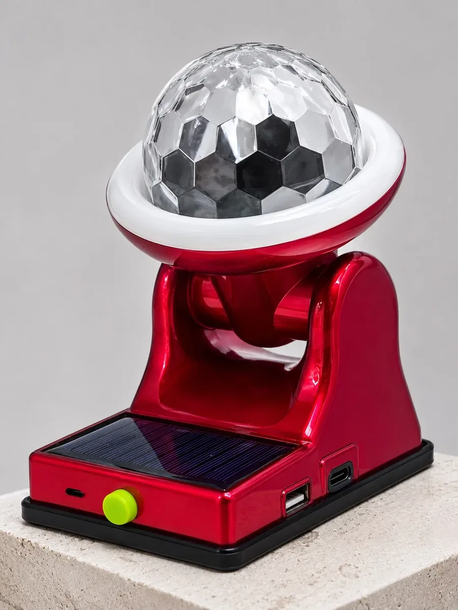Şarjlı RGB Projektör Lamba Güneş Enerjili Çok Fonksiyonlu Disco Işık Lambası görsel 2