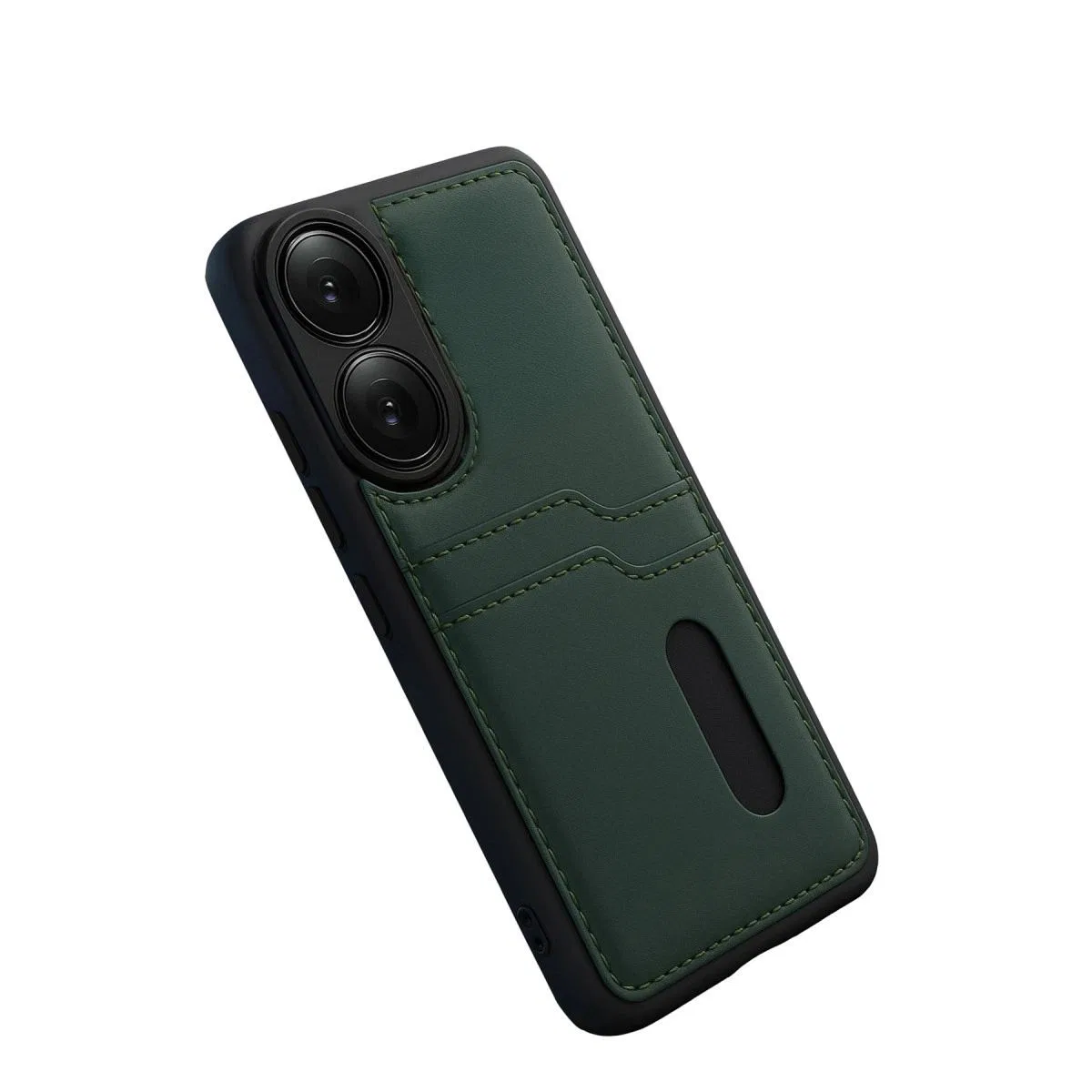 Oppo A38 Sara Kartvizitli Deri Kılıf - Yeşil görsel 4
