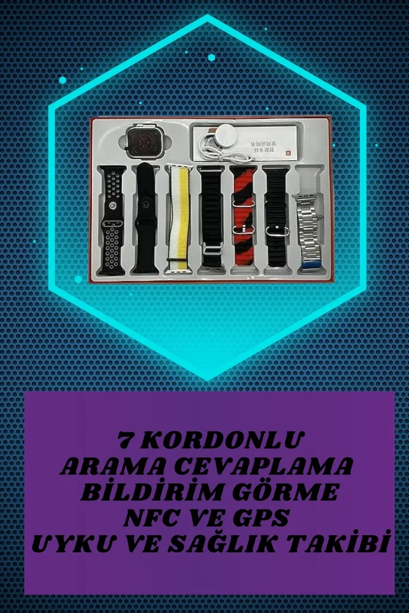 7 Kordonlu Akıllı Saat Ve Oyuncu Kulaklığı Bluetooth Bağlantılı Android ve İOS Uyumlu görsel 3