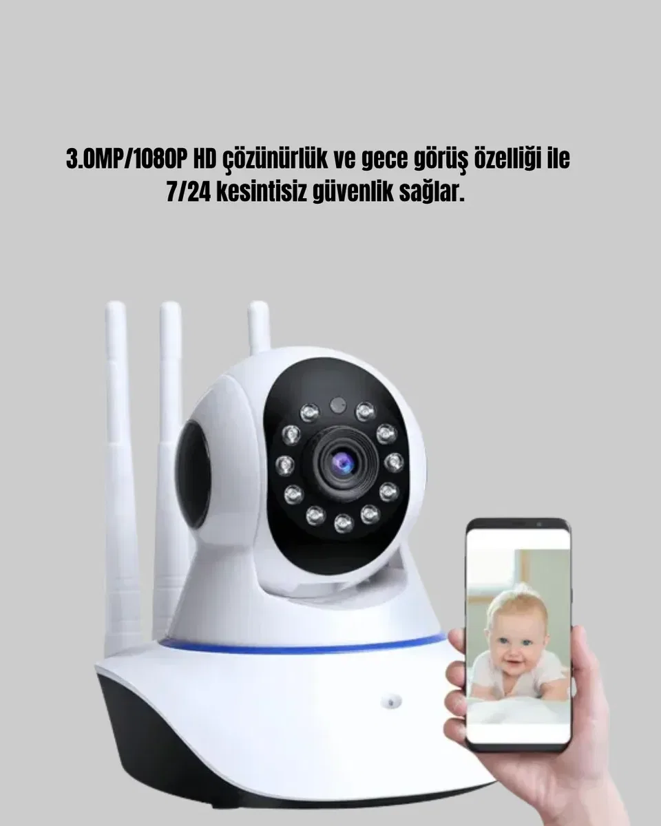 Full HD Akıllı IP Kamera – Gece Görüşlü, Hareket Sensörlü, Çift Yönlü Ses ve Online Kayıt Özellikli görsel 5