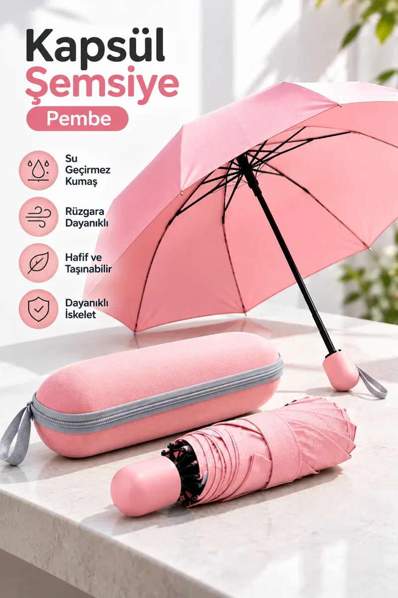 KAPSÜL ŞEMSİYE PEMBE görsel 2